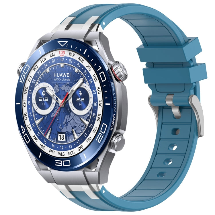 For Huawei Watch Ultimate 22mm Quick Release Silver Buckle Royal Silicone Watch Band(Sea Blue) - free shipping - PMC TechLife - Order now!