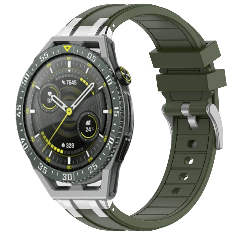 For Huawei Watch GT3 SE 22mm Quick Release Silver Buckle Royal Silicone Watch Band(Olive Green) - free shipping - PMC TechLife - Order now!