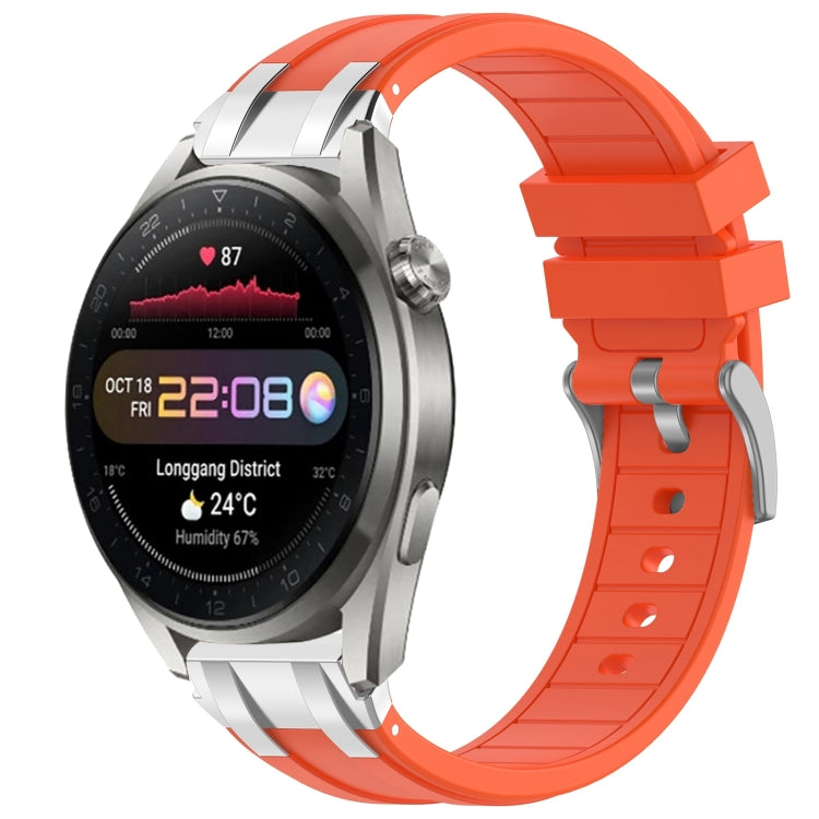 For Huawei Watch3 Pro New 22mm Quick Release Silver Buckle Royal Silicone Watch Band(Orange) - free shipping - PMC TechLife - Order now!