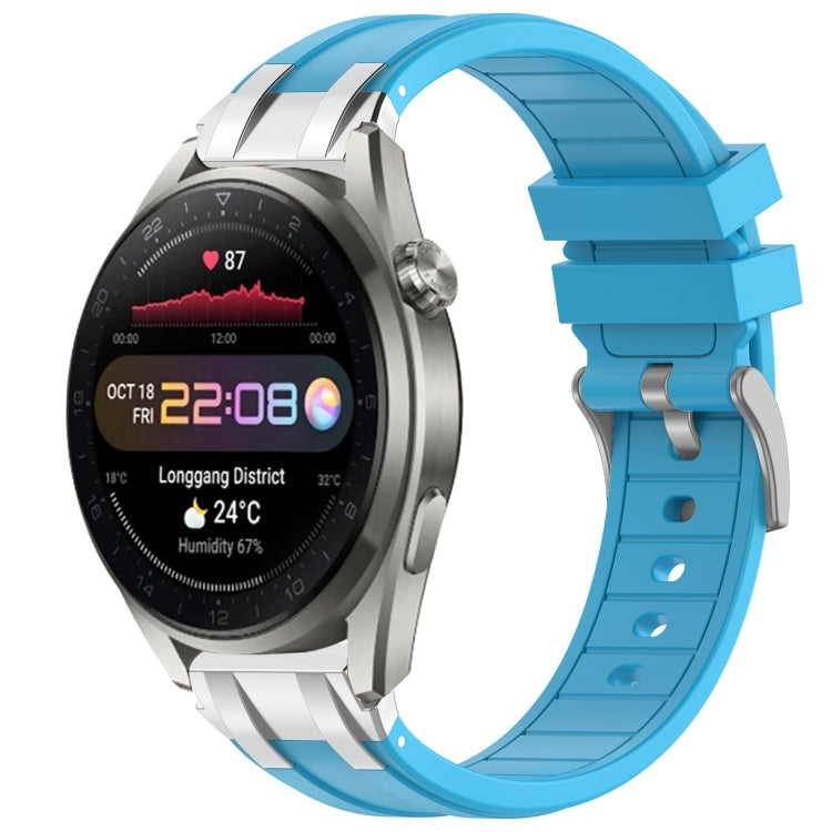 For Huawei Watch3 Pro New 22mm Quick Release Silver Buckle Royal Silicone Watch Band(Sky Blue) - free shipping - PMC TechLife - Order now!