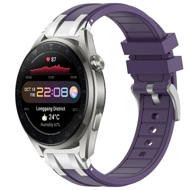For Huawei Watch3 Pro New 22mm Quick Release Silver Buckle Royal Silicone Watch Band(Purple) - free shipping - PMC TechLife - Order now!