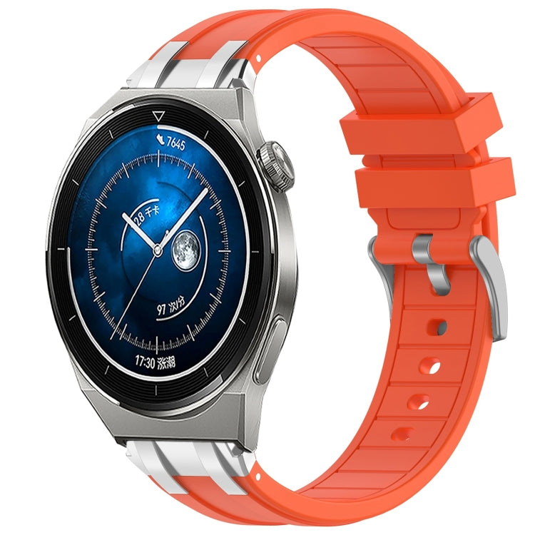 For Huawei Watch GT3 Pro 46mm 22mm Quick Release Silver Buckle Royal Silicone Watch Band(Orange) - free shipping - PMC TechLife - Order now!