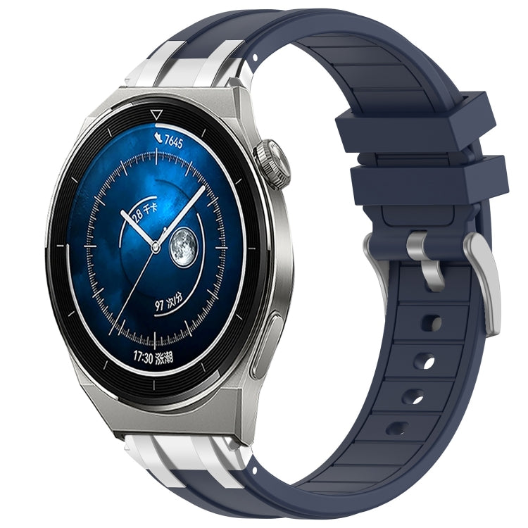 For Huawei Watch GT3 Pro 46mm 22mm Quick Release Silver Buckle Royal Silicone Watch Band(Navy Blue) - free shipping - PMC TechLife - Order now!