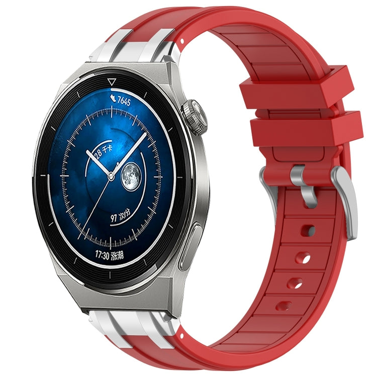 For Huawei Watch GT3 Pro 46mm 22mm Quick Release Silver Buckle Royal Silicone Watch Band(Red) - free shipping - PMC TechLife - Order now!
