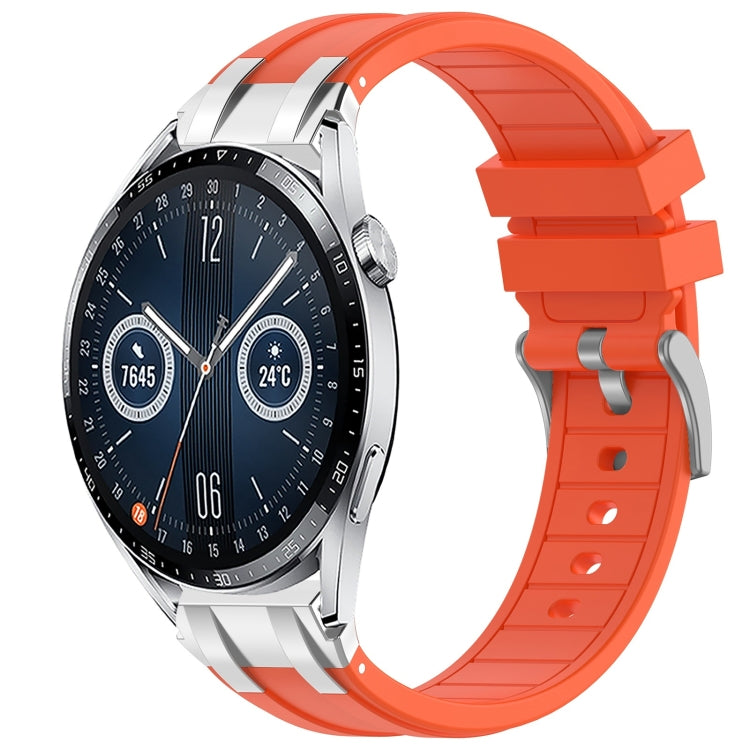 For Huawei Watch GT3 46mm 22mm Quick Release Silver Buckle Royal Silicone Watch Band(Orange) - free shipping - PMC TechLife - Order now!