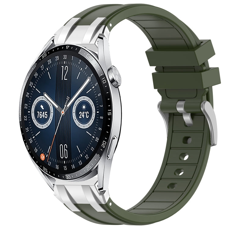 For Huawei Watch GT3 46mm 22mm Quick Release Silver Buckle Royal Silicone Watch Band(Olive Green) - free shipping - PMC TechLife - Order now!