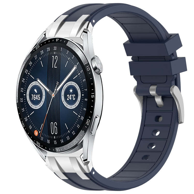 For Huawei Watch GT3 46mm 22mm Quick Release Silver Buckle Royal Silicone Watch Band(Navy Blue) - free shipping - PMC TechLife - Order now!