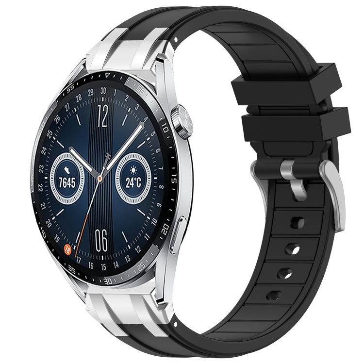 For Huawei Watch GT3 46mm 22mm Quick Release Silver Buckle Royal Silicone Watch Band(Black) - free shipping - PMC TechLife - Order now!