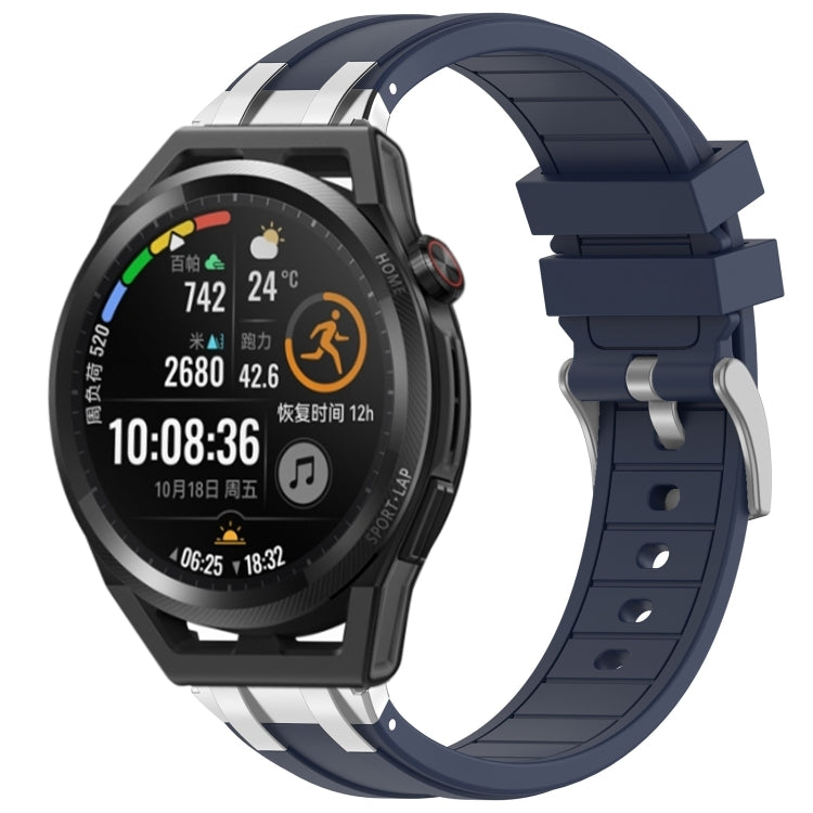 For Huawei Watch GT Runner 22mm Quick Release Silver Buckle Royal Silicone Watch Band(Navy Blue) - free shipping - PMC TechLife - Order now!