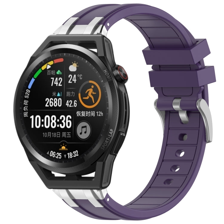 For Huawei Watch GT Runner 22mm Quick Release Silver Buckle Royal Silicone Watch Band(Purple) - free shipping - PMC TechLife - Order now!