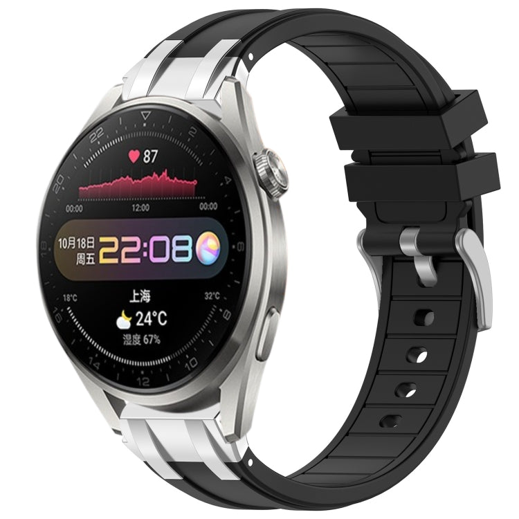 For Huawei Watch3 Pro 22mm Quick Release Silver Buckle Royal Silicone Watch Band(Black) - free shipping - PMC TechLife - Order now!