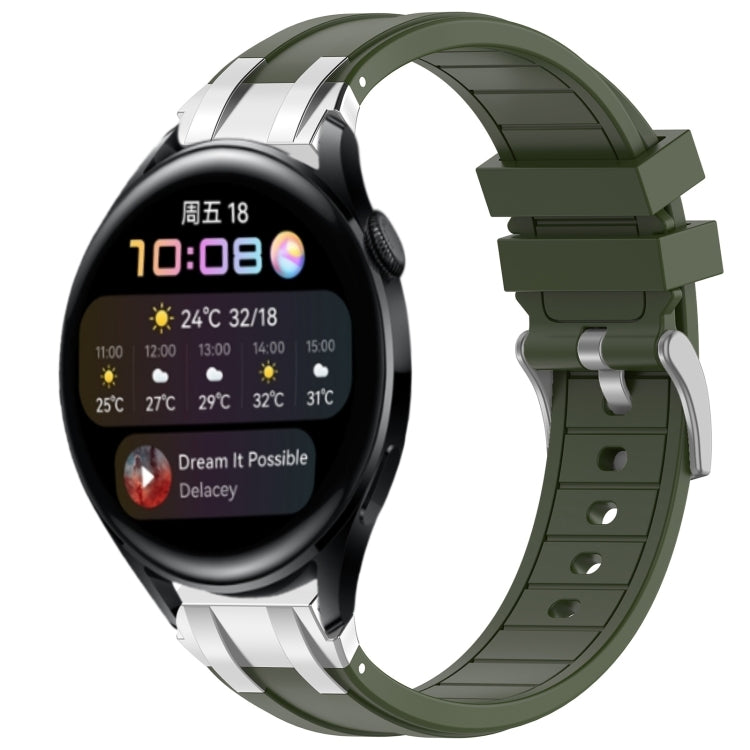 For Huawei Watch 3 22mm Quick Release Silver Buckle Royal Silicone Watch Band(Olive Green) - free shipping - PMC TechLife - Order now!