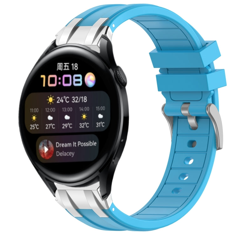 For Huawei Watch 3 22mm Quick Release Silver Buckle Royal Silicone Watch Band(Sky Blue) - free shipping - PMC TechLife - Order now!