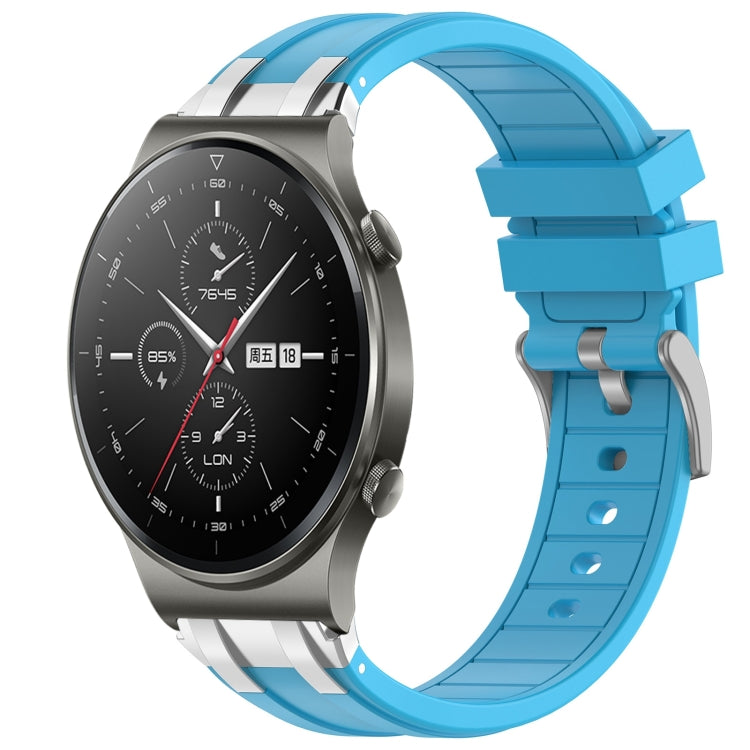 For Huawei Watch GT2 Pro 22mm Quick Release Silver Buckle Royal Silicone Watch Band(Sky Blue) - free shipping - PMC TechLife - Order now!