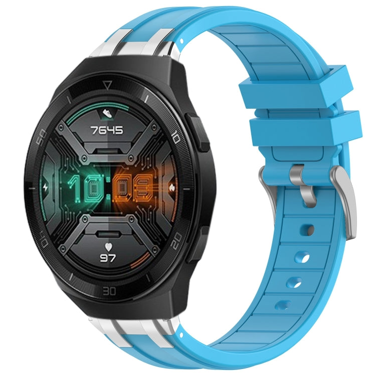 For Huawei Watch GT 2e 22mm Quick Release Silver Buckle Royal Silicone Watch Band(Sky Blue) - free shipping - PMC TechLife - Order now!