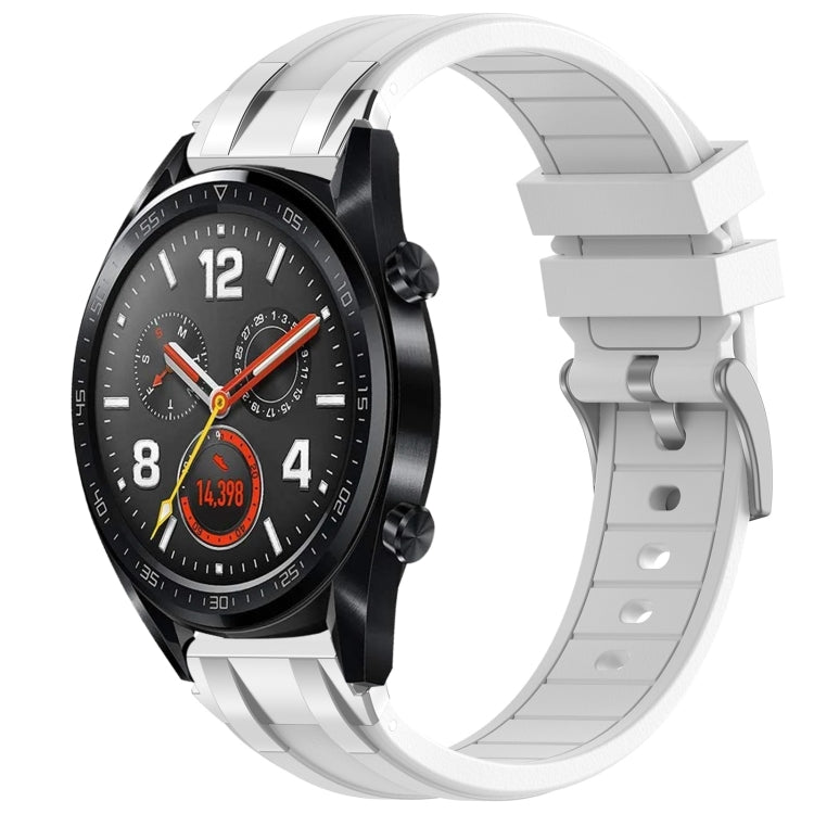 For Huawei Watch GT 22mm Quick Release Silver Buckle Royal Silicone Watch Band(White) - free shipping - PMC TechLife - Order now!