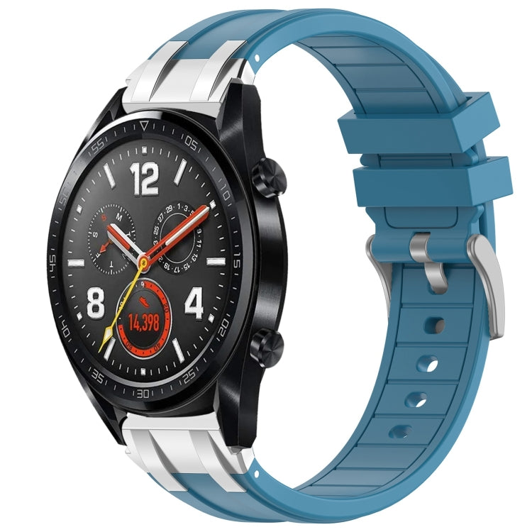 For Huawei Watch GT 22mm Quick Release Silver Buckle Royal Silicone Watch Band(Sea Blue) - free shipping - PMC TechLife - Order now!