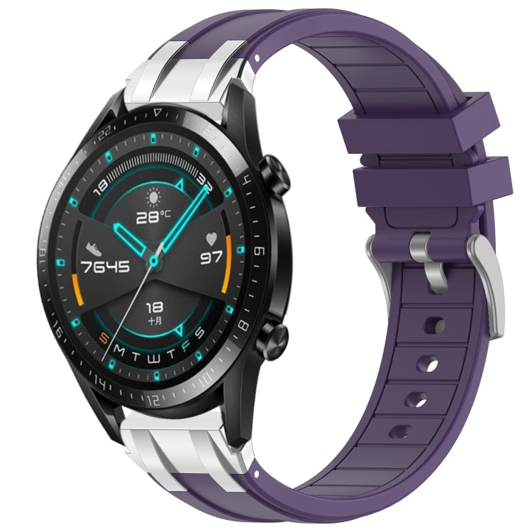 For Huawei Watch GT2 46mm 22mm Quick Release Silver Buckle Royal Silicone Watch Band(Purple) - free shipping - PMC TechLife - Order now!