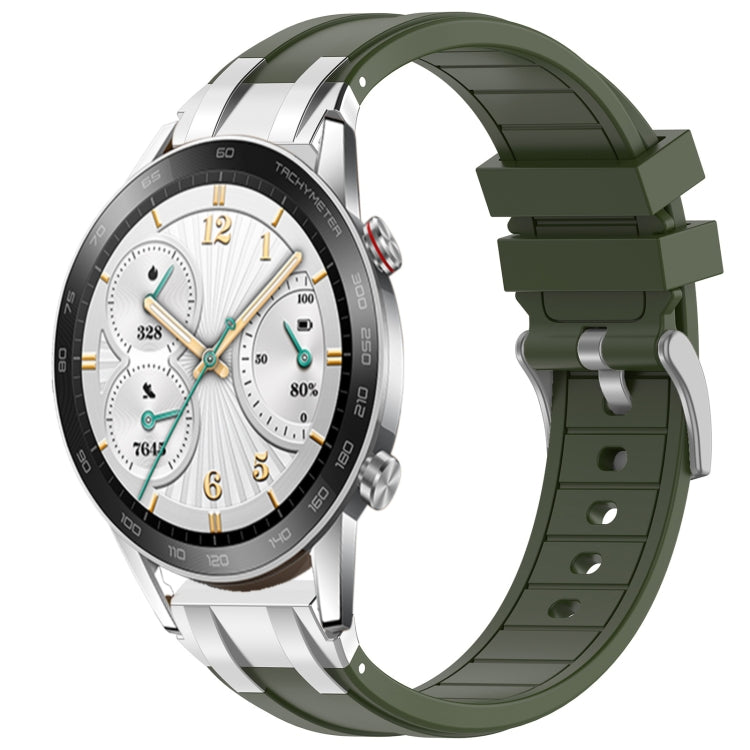 For Honor Watch GS 3i 22mm Quick Release Silver Buckle Royal Silicone Watch Band(Olive Green) - free shipping - PMC TechLife - Order now!