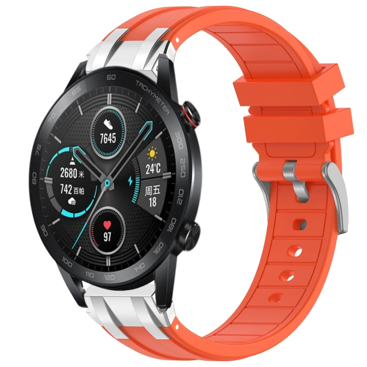 For Honor Magic Watch 2 46mm 22mm Quick Release Silver Buckle Royal Silicone Watch Band(Orange) - free shipping - PMC TechLife - Order now!