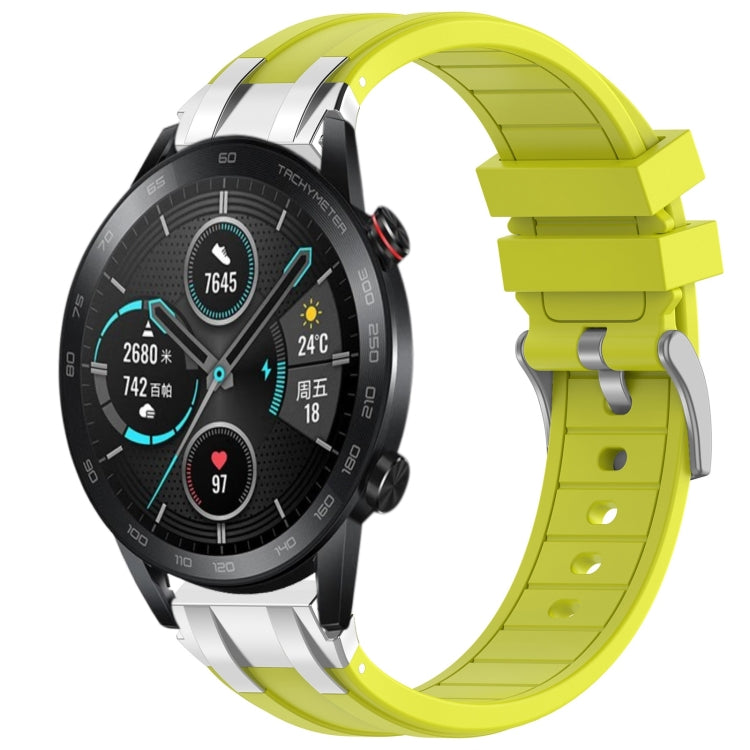 For Honor Magic Watch 2 46mm 22mm Quick Release Silver Buckle Royal Silicone Watch Band(Vital Yellow) - free shipping - PMC TechLife - Order now!