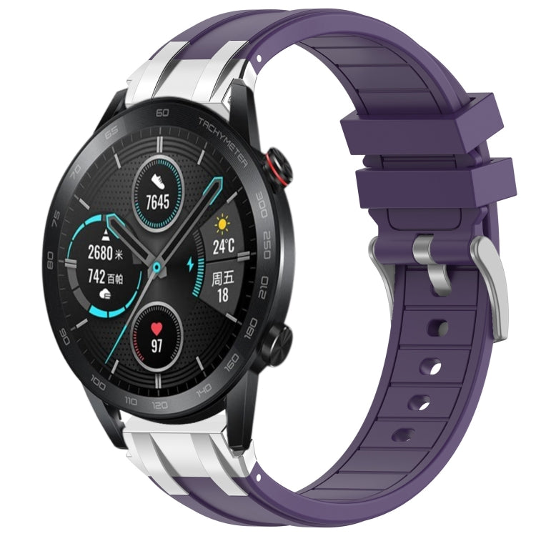 For Honor Magic Watch 2 46mm 22mm Quick Release Silver Buckle Royal Silicone Watch Band(Purple) - free shipping - PMC TechLife - Order now!