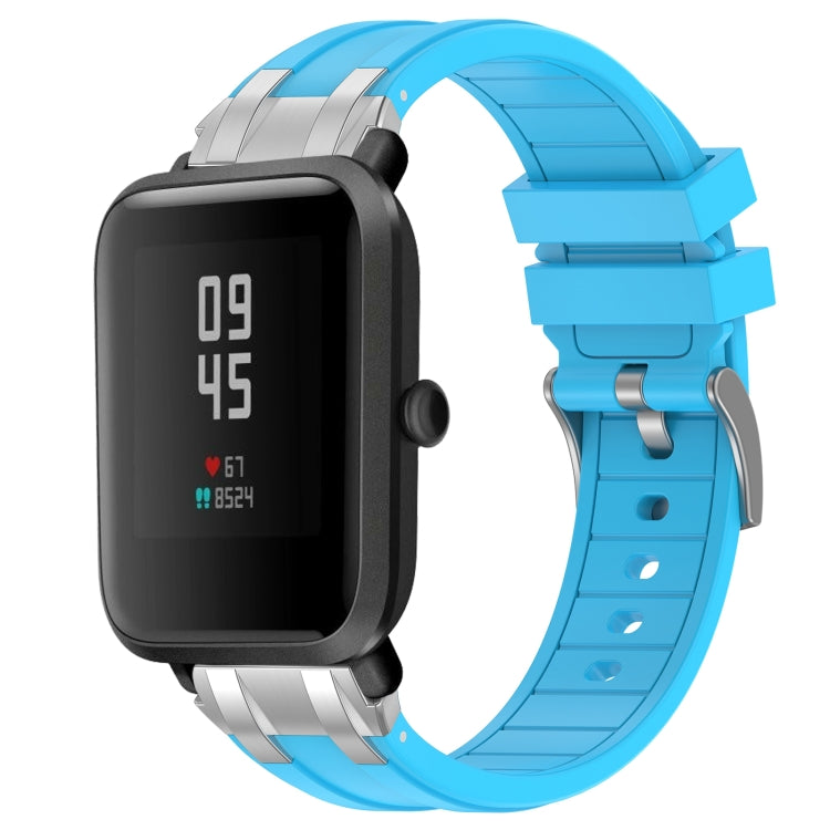 For Amazfit Watch Bip 5 22mm Quick Release Silver Buckle Royal Silicone Watch Band(Sky Blue) - free shipping - PMC TechLife - Order now!