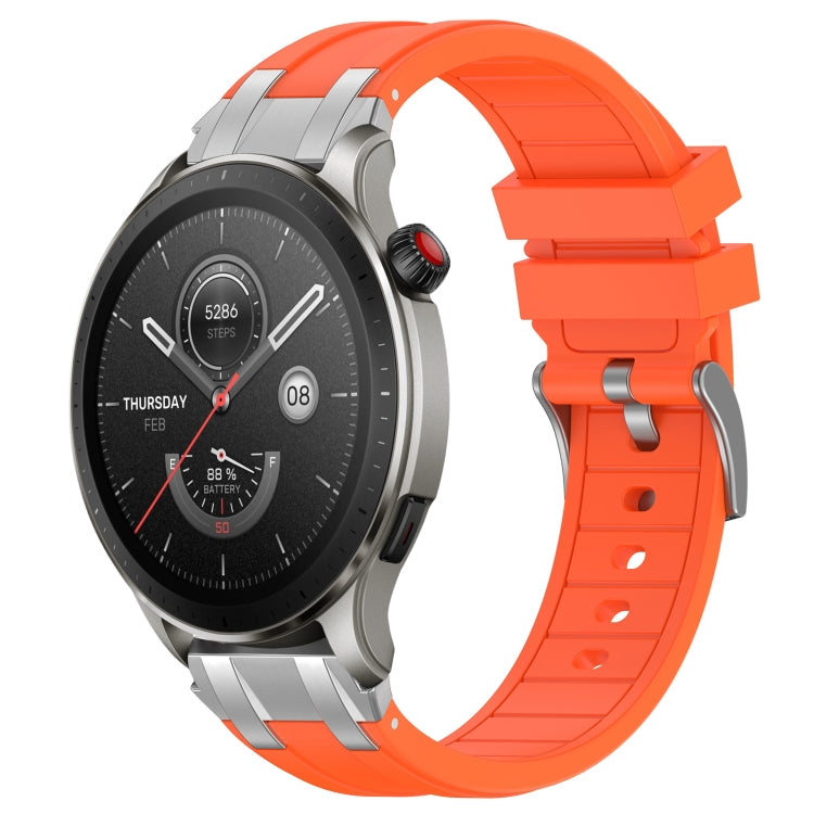For Amazfit Watch GTR 4 22mm Quick Release Silver Buckle Royal Silicone Watch Band(Orange) - free shipping - PMC TechLife - Order now!