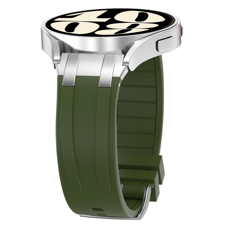 For Amazfit Watch GTR 4 22mm Quick Release Silver Buckle Royal Silicone Watch Band(Olive Green) - free shipping - PMC TechLife - Order now!