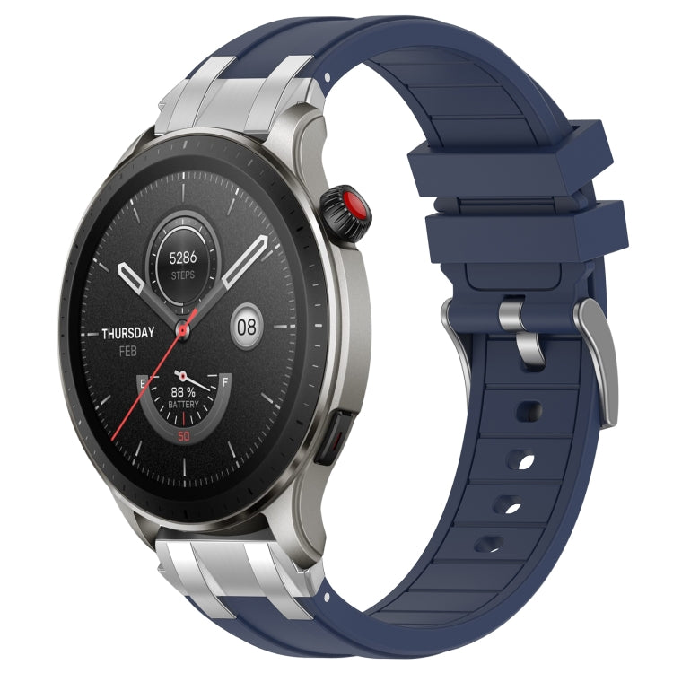 For Amazfit Watch GTR 4 22mm Quick Release Silver Buckle Royal Silicone Watch Band(Navy Blue) - free shipping - PMC TechLife - Order now!