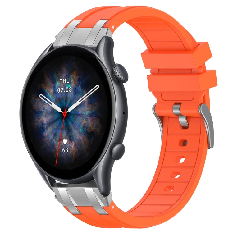 For Amazfit Watch GTR 3 pro 22mm Quick Release Silver Buckle Royal Silicone Watch Band(Orange) - free shipping - PMC TechLife - Order now!