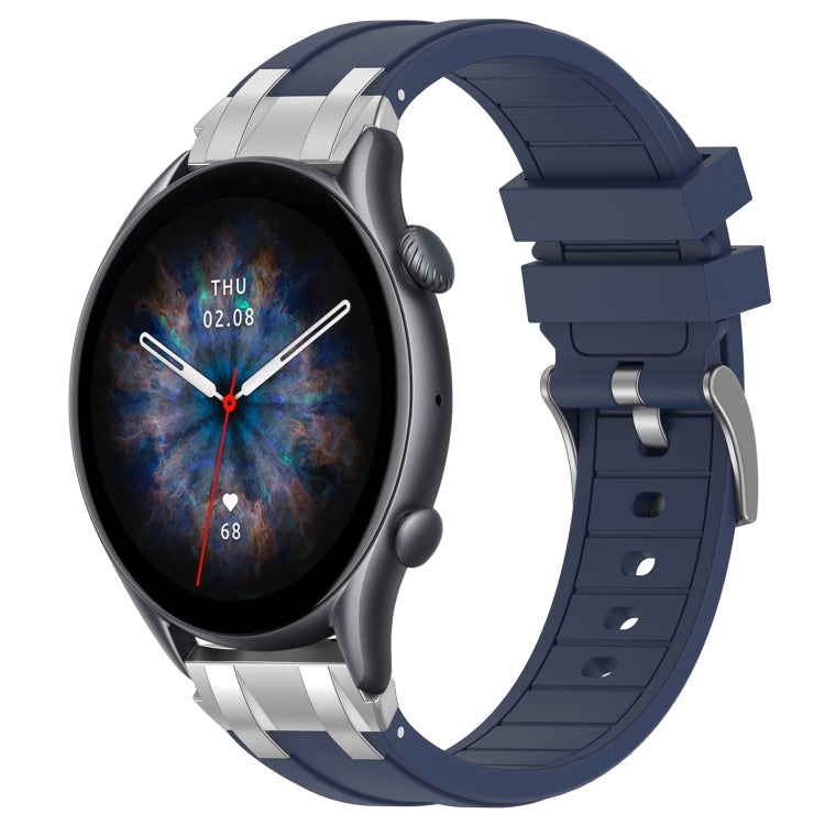 For Amazfit Watch GTR 3 pro 22mm Quick Release Silver Buckle Royal Silicone Watch Band(Navy Blue) - free shipping - PMC TechLife - Order now!