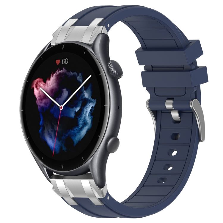 For Amazfit Watch GTR 3 22mm Quick Release Silver Buckle Royal Silicone Watch Band(Navy Blue) - free shipping - PMC TechLife - Order now!