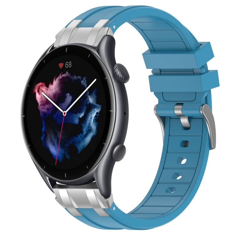 For Amazfit Watch GTR 3 22mm Quick Release Silver Buckle Royal Silicone Watch Band(Sea Blue) - free shipping - PMC TechLife - Order now!