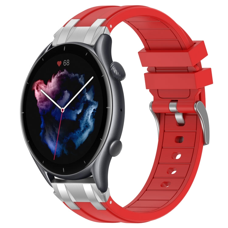 For Amazfit Watch GTR 3 22mm Quick Release Silver Buckle Royal Silicone Watch Band(Red) - free shipping - PMC TechLife - Order now!