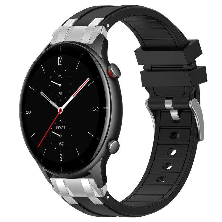 For Amazfit Watch GTR 2e 22mm Quick Release Silver Buckle Royal Silicone Watch Band(Black) - free shipping - PMC TechLife - Order now!