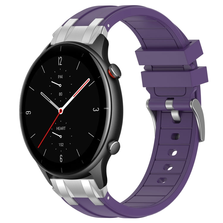 For Amazfit Watch GTR 2e 22mm Quick Release Silver Buckle Royal Silicone Watch Band(Purple) - free shipping - PMC TechLife - Order now!