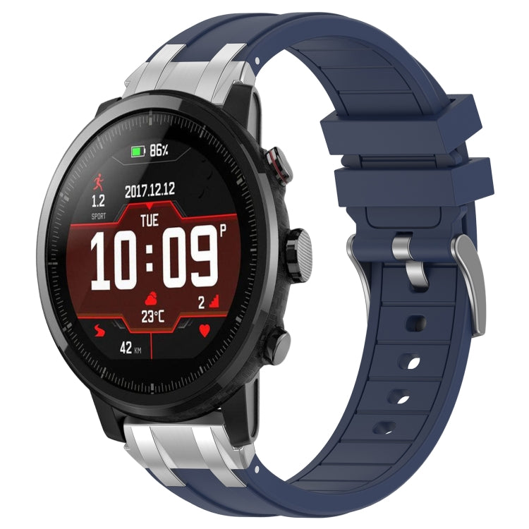 For Amazfit Sport Watch 3 22mm Quick Release Silver Buckle Royal Silicone Watch Band(Navy Blue) - free shipping - PMC TechLife - Order now!