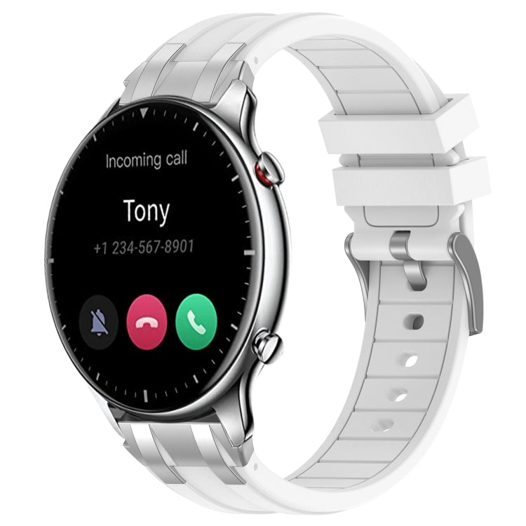 For Amazfit Watch GTR 2 22mm Quick Release Silver Buckle Royal Silicone Watch Band(White) - free shipping - PMC TechLife - Order now!