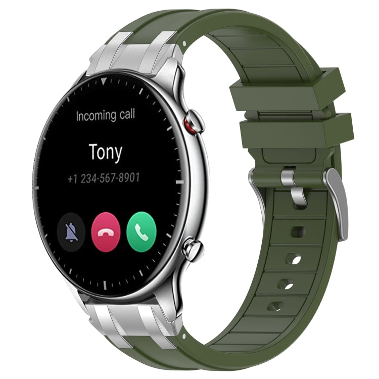For Amazfit Watch GTR 2 22mm Quick Release Silver Buckle Royal Silicone Watch Band(Olive Green) - free shipping - PMC TechLife - Order now!