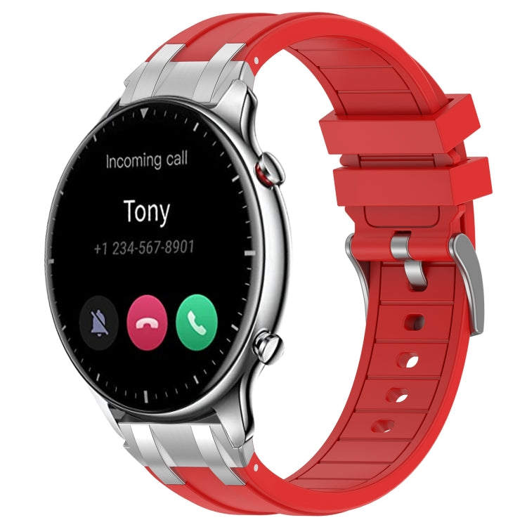 For Amazfit Watch GTR 2 22mm Quick Release Silver Buckle Royal Silicone Watch Band(Red) - free shipping - PMC TechLife - Order now!