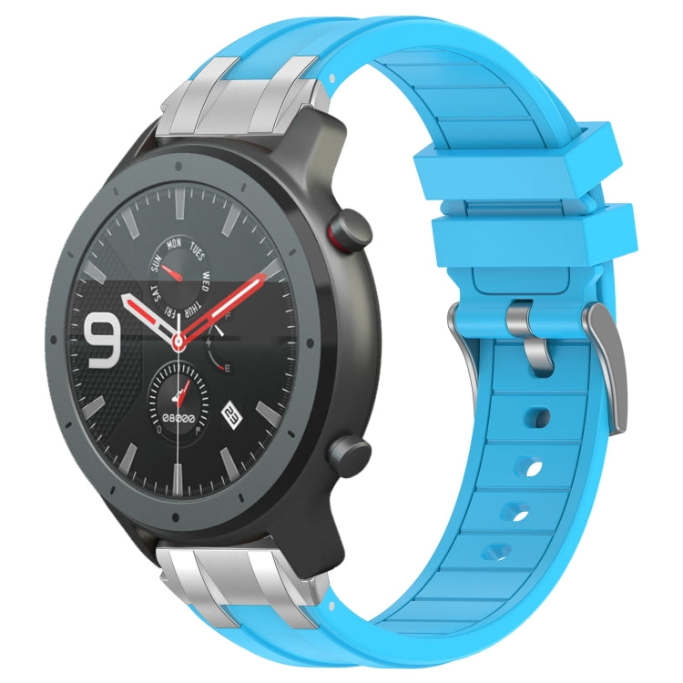 For Amazfit Watch GTR 47mm 22mm Quick Release Silver Buckle Royal Silicone Watch Band(Sky Blue) - free shipping - PMC TechLife - Order now!