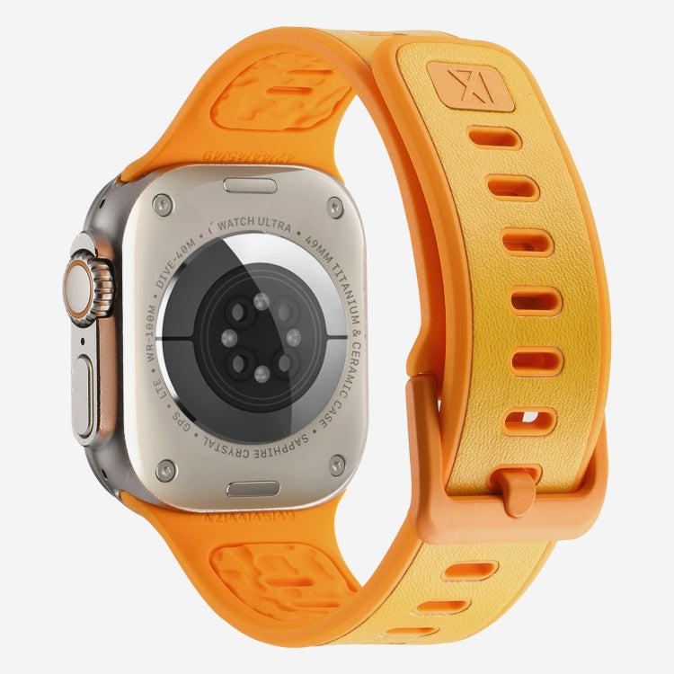 For Apple Watch Ultra 2 49mm Leather Skin Silicone Watch Band(Orange) - Watch Bands by PMC TechLife | Online Shopping South Africa | PMC TechLife | Buy Now Pay Later Mobicred