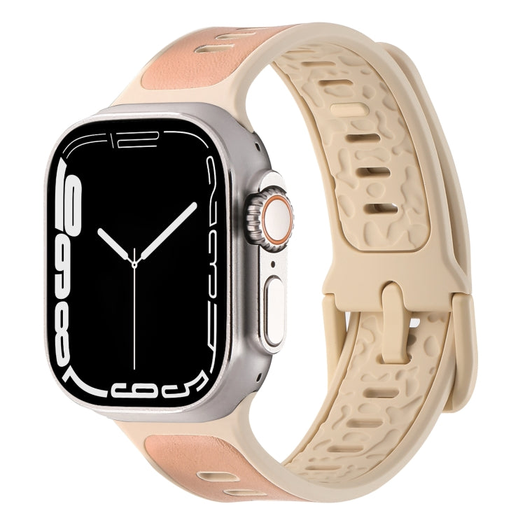 For Apple Watch Ultra 2 49mm Leather Skin Silicone Watch Band(Pink) - Watch Bands by PMC TechLife | Online Shopping South Africa | PMC TechLife | Buy Now Pay Later Mobicred