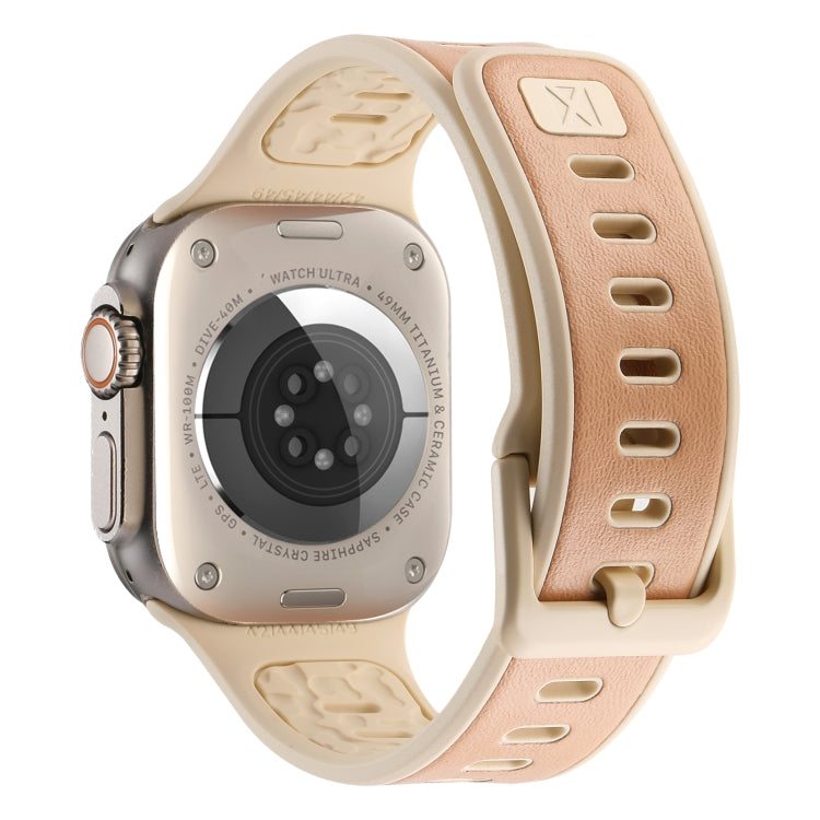 For Apple Watch Ultra 2 49mm Leather Skin Silicone Watch Band(Pink) - Watch Bands by PMC TechLife | Online Shopping South Africa | PMC TechLife | Buy Now Pay Later Mobicred