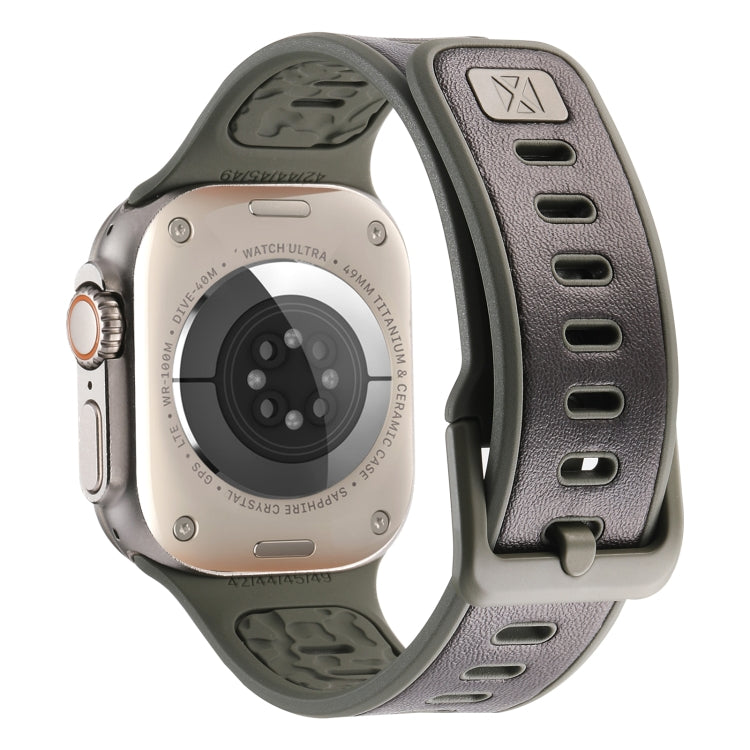 For Apple Watch Ultra 2 49mm Leather Skin Silicone Watch Band(Black) - Watch Bands by PMC TechLife | Online Shopping South Africa | PMC TechLife | Buy Now Pay Later Mobicred