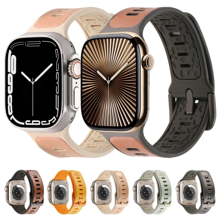 For Apple Watch Ultra 2 49mm Leather Skin Silicone Watch Band(Pink) - Watch Bands by PMC TechLife | Online Shopping South Africa | PMC TechLife | Buy Now Pay Later Mobicred