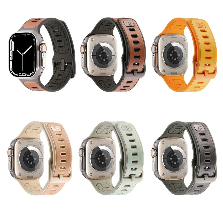 For Apple Watch Ultra 2 49mm Leather Skin Silicone Watch Band(Pink) - Watch Bands by PMC TechLife | Online Shopping South Africa | PMC TechLife | Buy Now Pay Later Mobicred