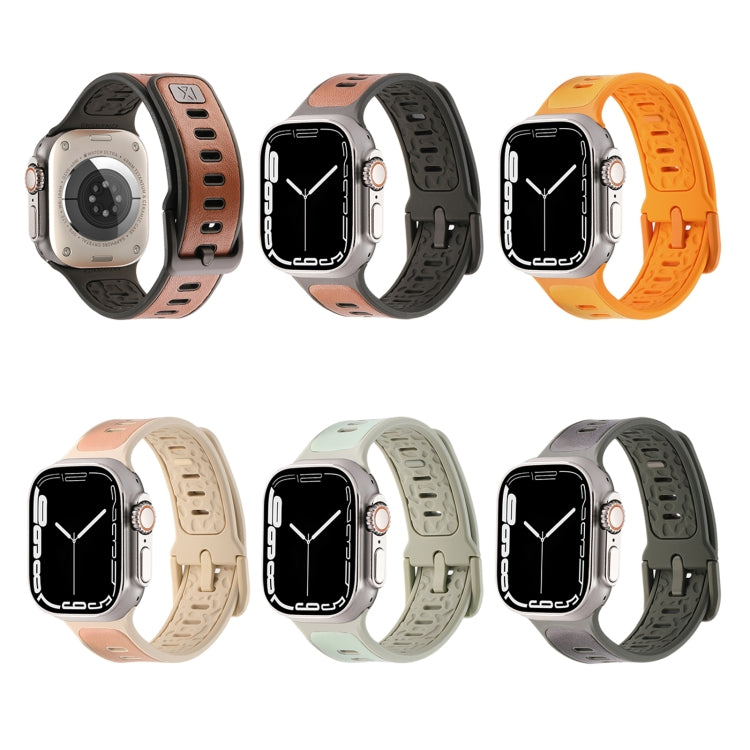 For Apple Watch Ultra 2 49mm Leather Skin Silicone Watch Band(Pink) - Watch Bands by PMC TechLife | Online Shopping South Africa | PMC TechLife | Buy Now Pay Later Mobicred
