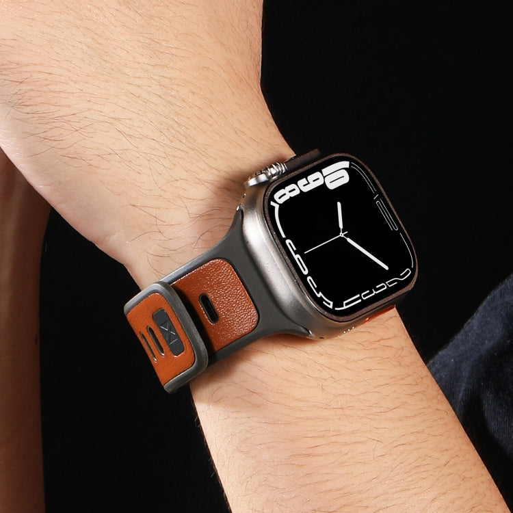 For Apple Watch Ultra 2 49mm Leather Skin Silicone Watch Band(Pink) - Watch Bands by PMC TechLife | Online Shopping South Africa | PMC TechLife | Buy Now Pay Later Mobicred